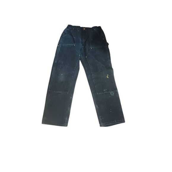 Black carhartt carpenter pant made in the USA vintage 33x34 original fit double - Picture 1 of 4